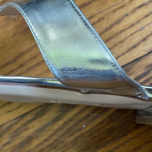 Miu Miu Metallic Silver Sandals with Rhinestone Heel Design, Size 41 EU - Picture 15 of 16